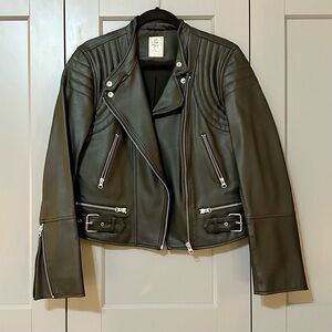 Free People We The Free Fenix Leather Moto Jacket Classic Buckle Black Sz Small